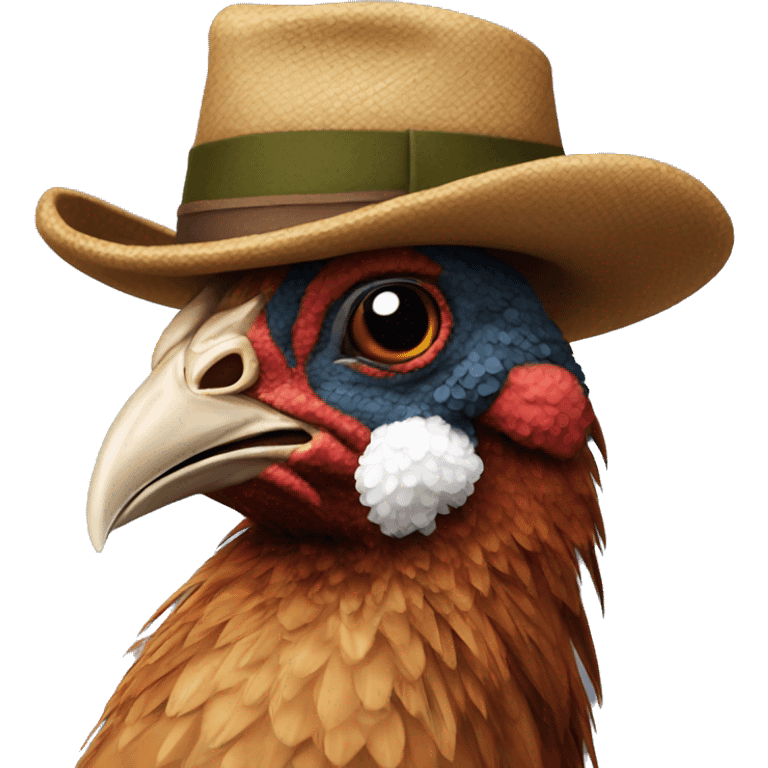 Pheasant with hat emoji