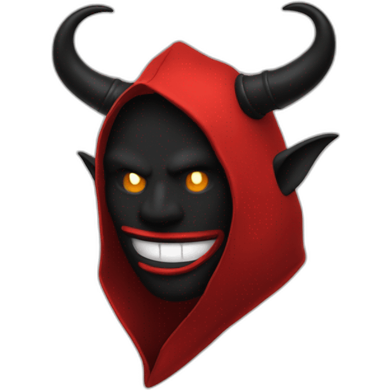 tete rouge sous capuche noir avec corne de diable rouge emoji