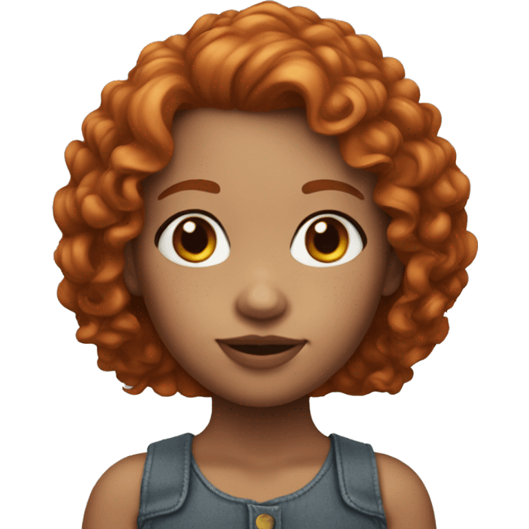 3d avatar memoji, young girl, front view, without neck, red curly hair, freckles emoji