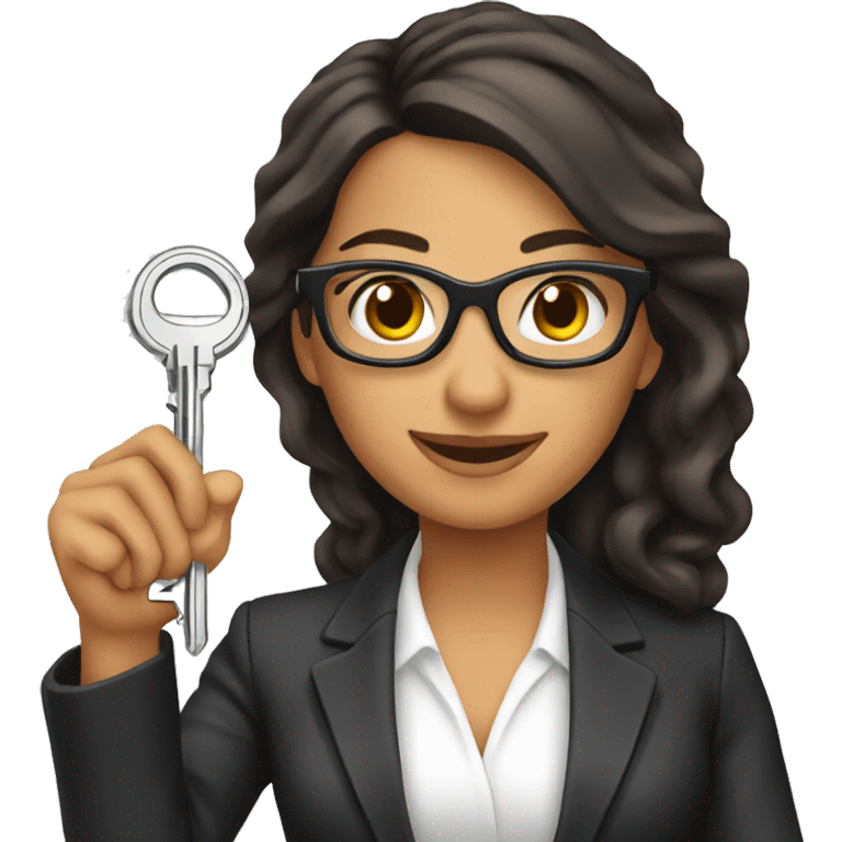 Hispanic realtor woman holding keys emoji