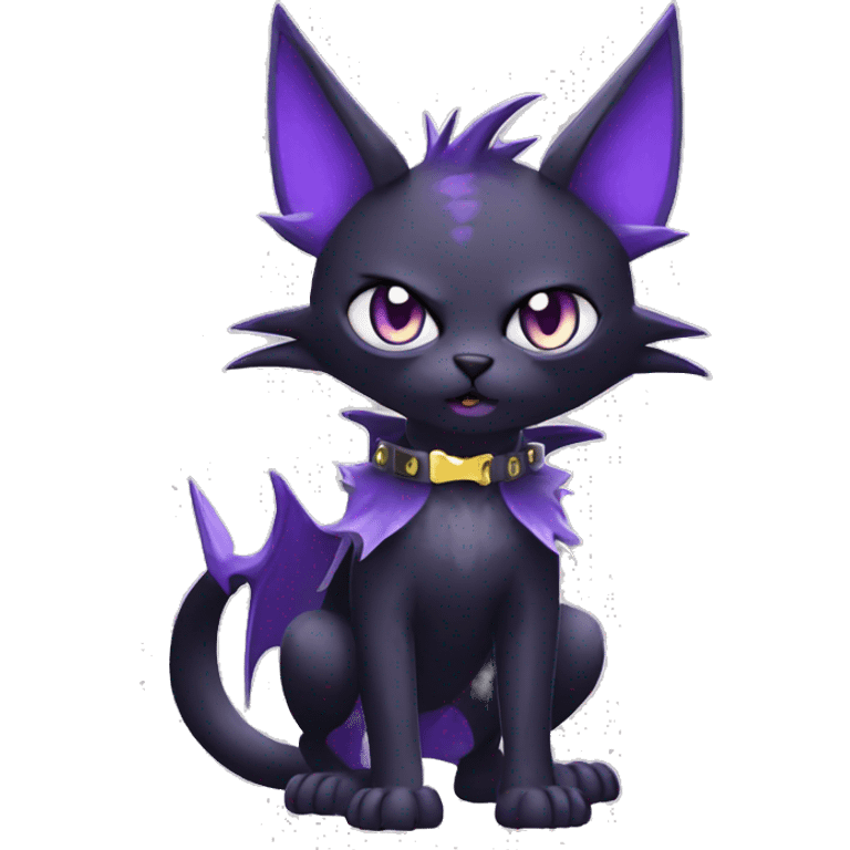 cool edgy black punk Purple nargacuga-bat-cat-Fakemon collar full body emoji