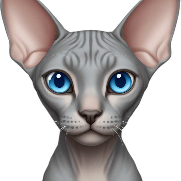 grey sphynx cat with blue eyes emoji