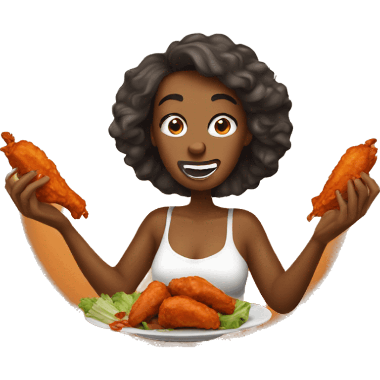 Women eating Buffalo wings emoji