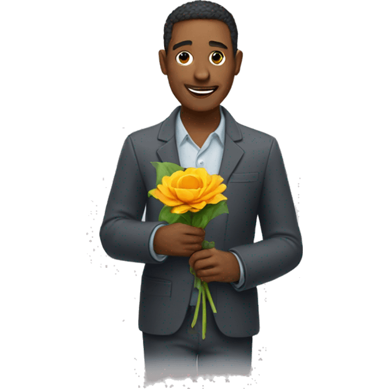 Man giving flower emoji