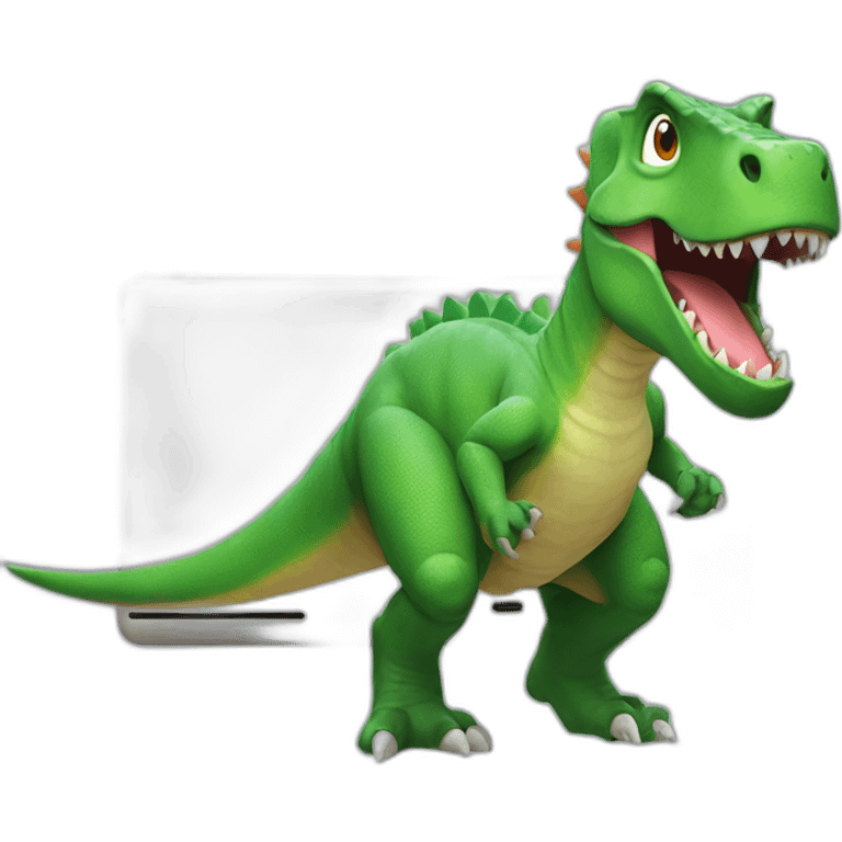 Dinosaur with lizard playing Nintendo switch emoji