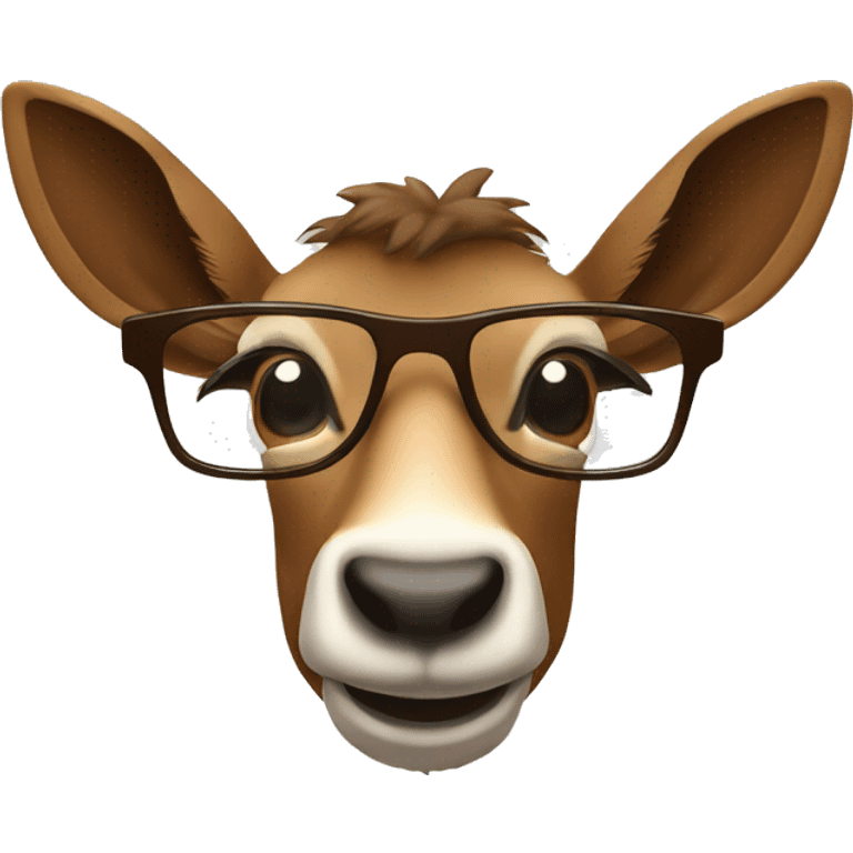 happy smart smiling brown chamois with glassesleft profile emoji