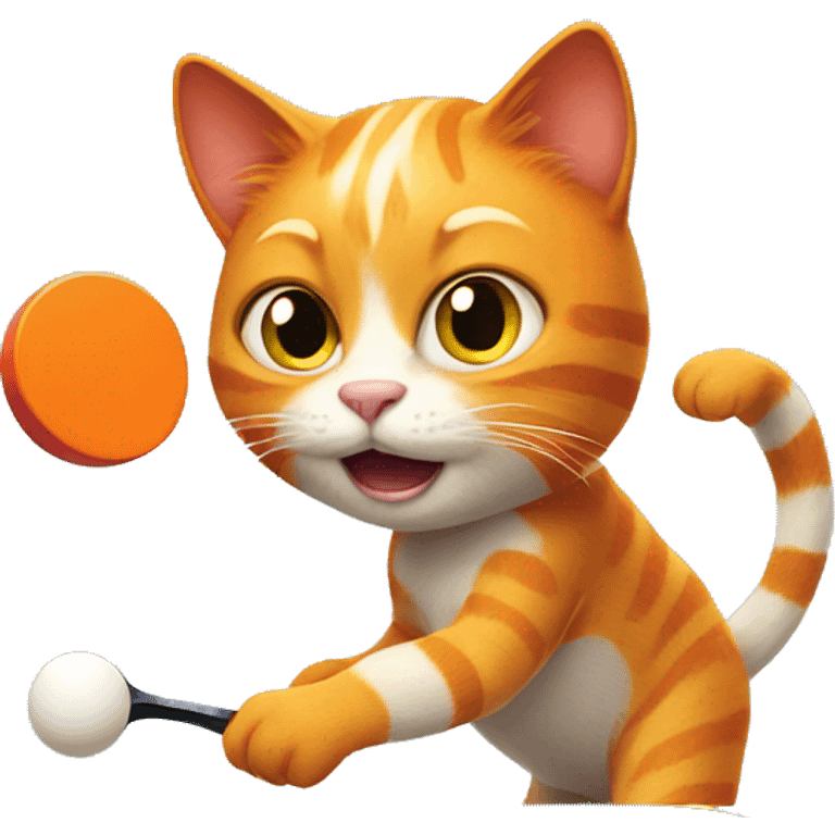 orange cat playing table tennis emoji