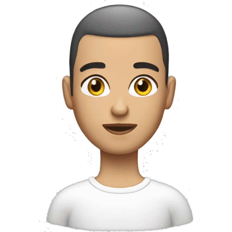 Buzz cut haircut, brunette, Arab young head 3d apple emoji emoji