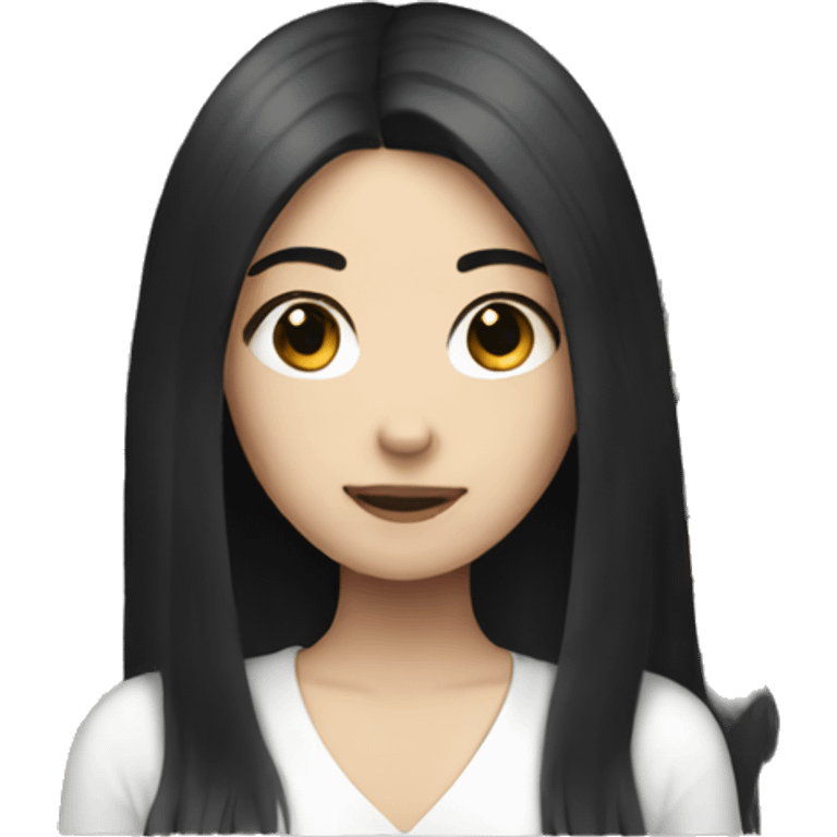 Girl with long black hair and white skin emoji