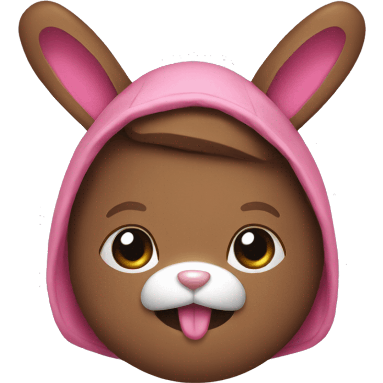 brown can IN a bunny HOOD with pink bow tie emoji