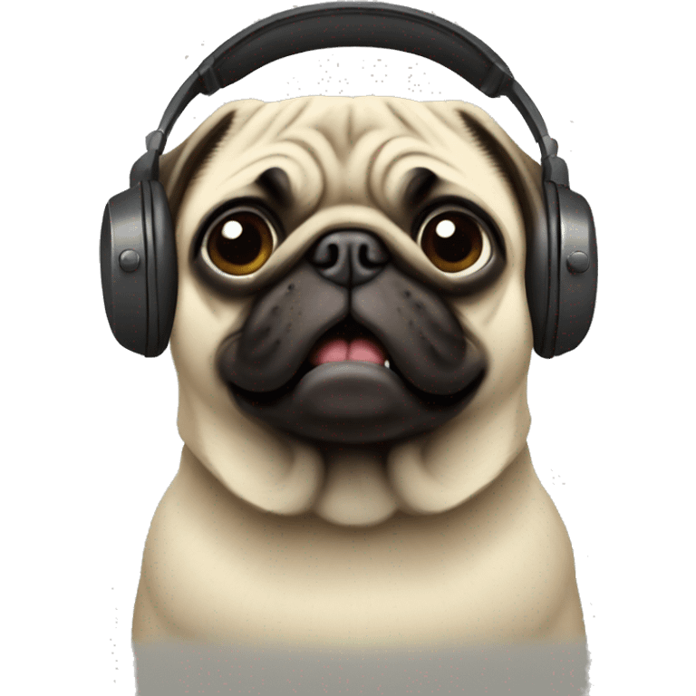 pug listening to music emoji