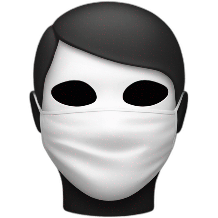 A white figure with a black mask emoji