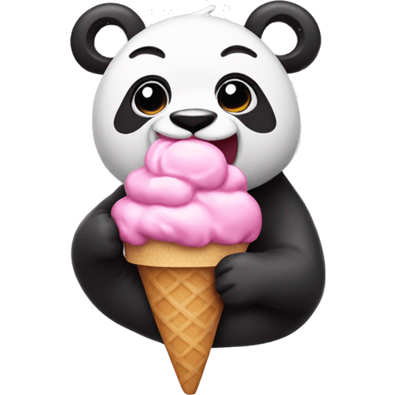 pink panda eating ice cream emoji