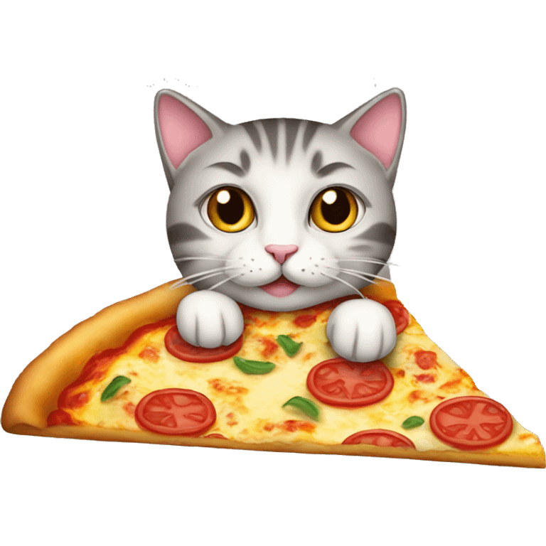 A cat rating a pizza with pineapple on it emoji