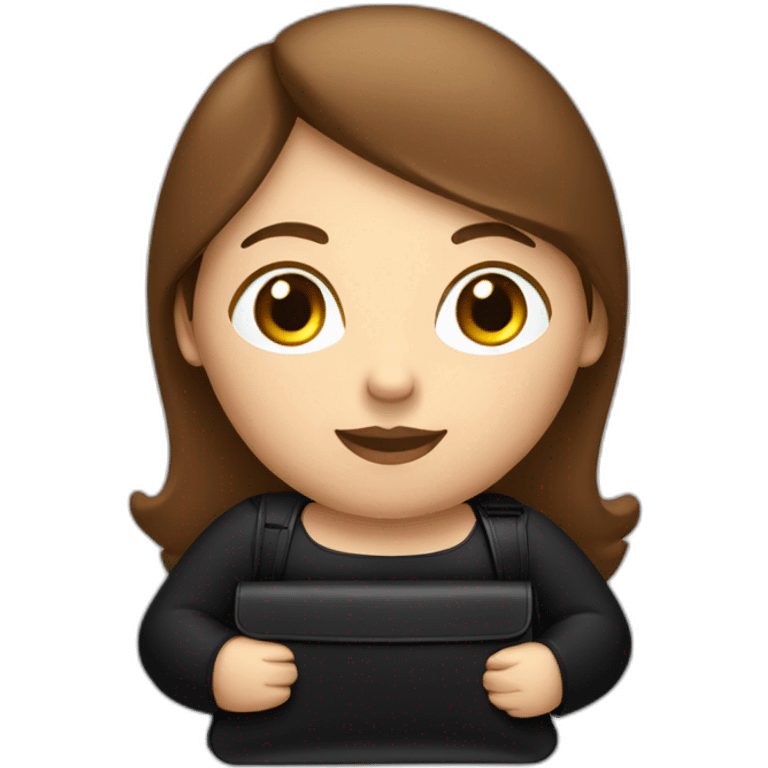 Fat brown haired woman with small black bag (make her figure round) emoji