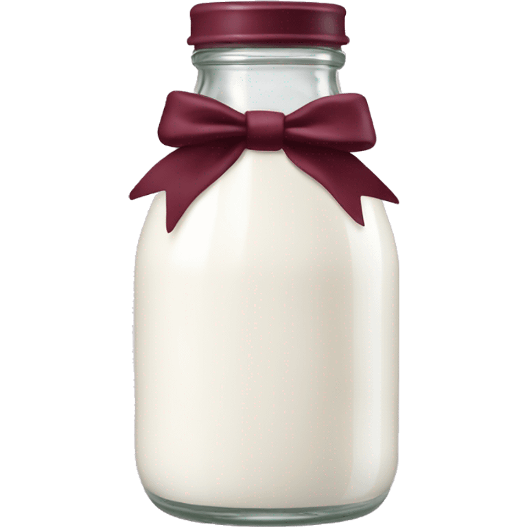 aesthetic milk bottle with burgundy bow emoji