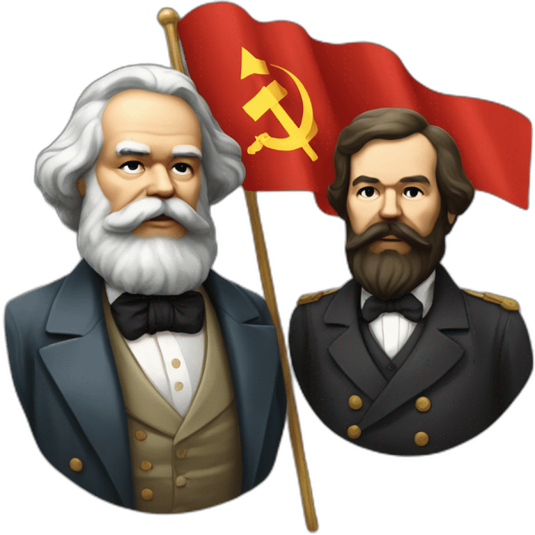 karl marx and Friedrich Engels Holding a soviet Union flag emoji