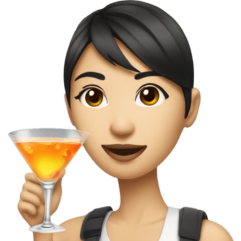 Pretty Asian cool drinking martini emoji