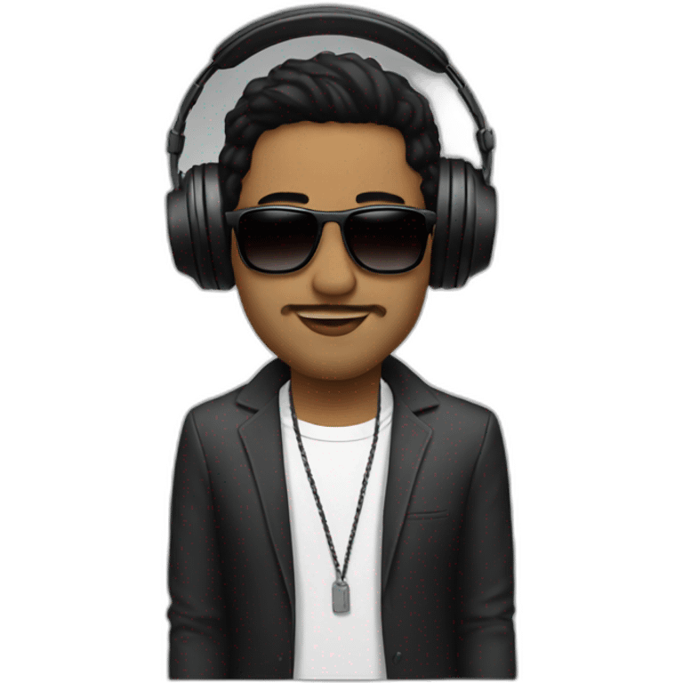 White John summit with black hair djing emoji