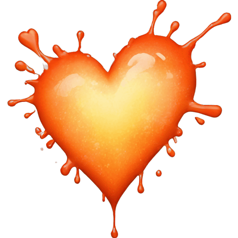 splattered paint heart glowing red-orange warmth emoji