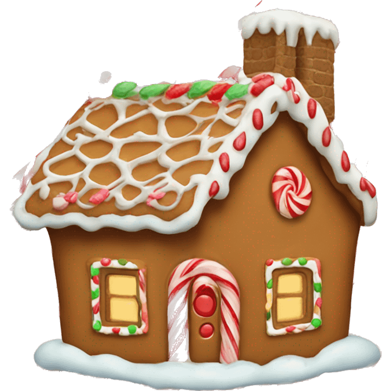 Gingerbread house with a candy cane  emoji