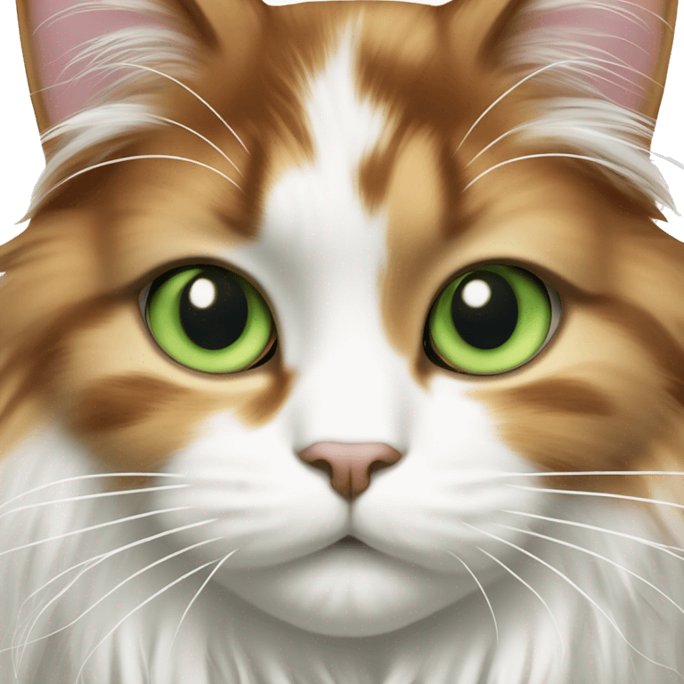 Long haired calico cat with green eyes with most white fur emoji