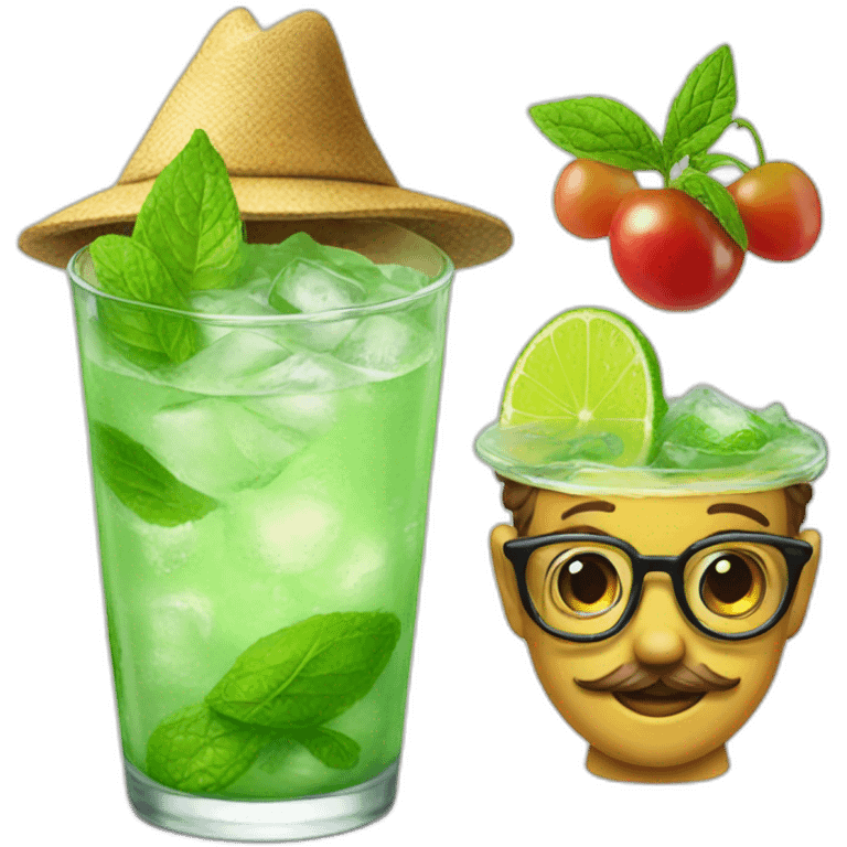 pinocchio with glasses and mojito emoji