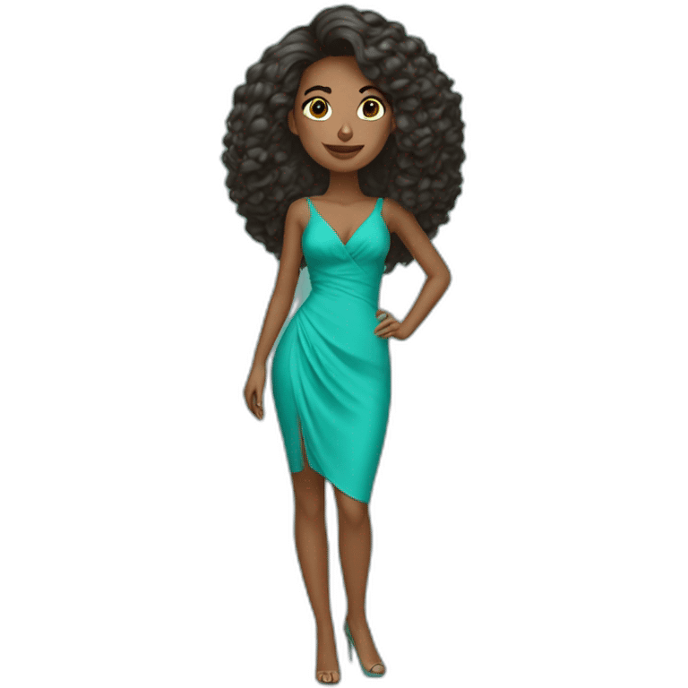 yasmin with turqoise dress emoji