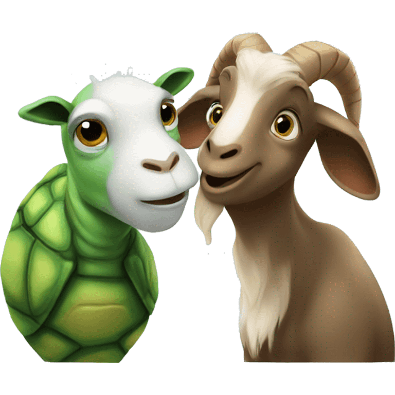 Turtle and Goat kissing emoji