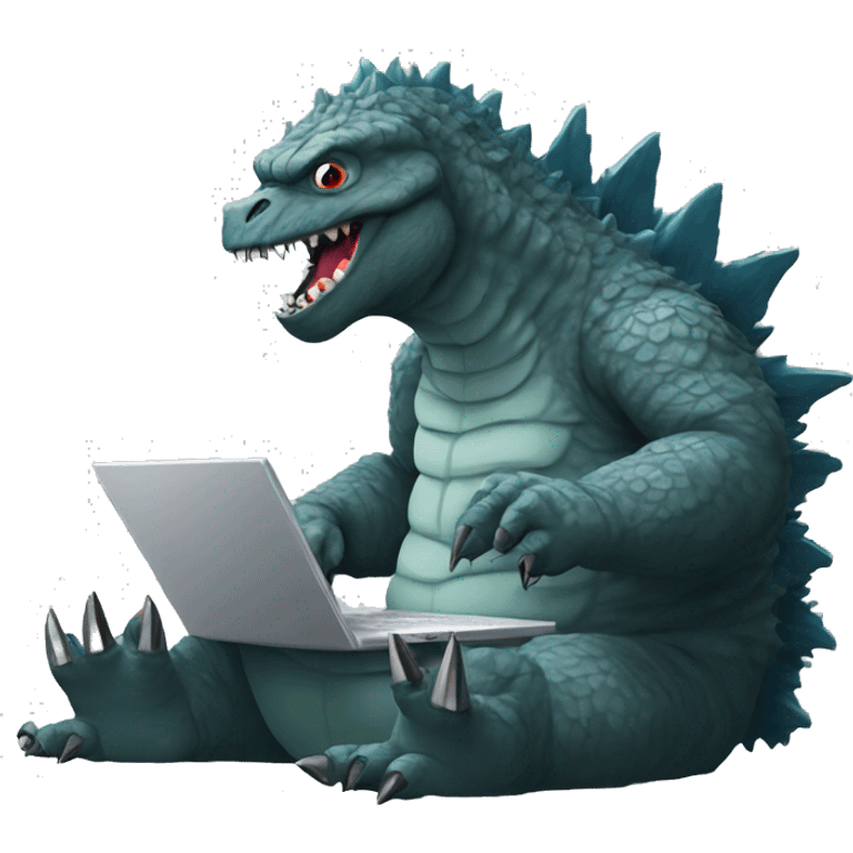 Godzilla typing on a laptop  emoji