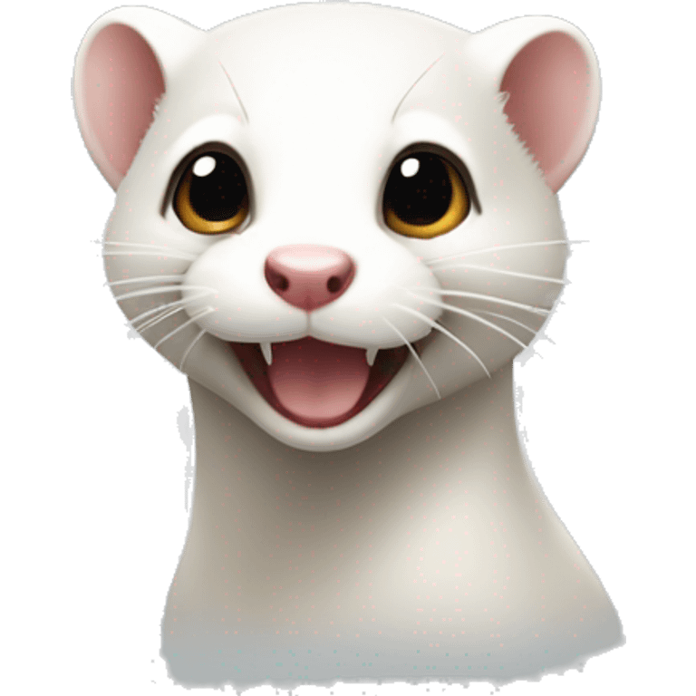 Ios 9.1 emoji style, white playful ferret emoji