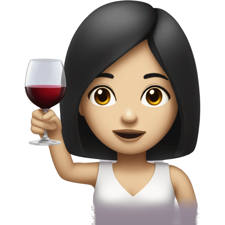 Black hair and white skin girl drink a wine emoji