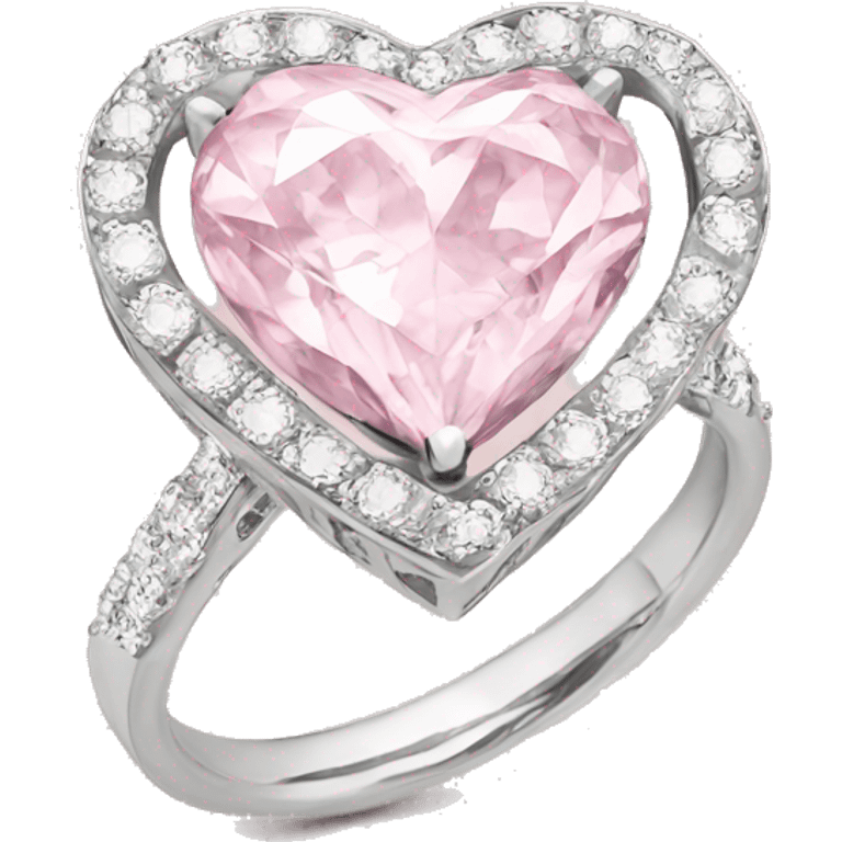 Diamond silver  ring light pink heart emoji