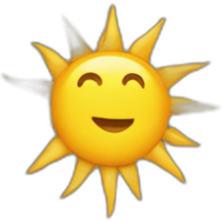 a sun with long rays, eyes, a smile in a denim panama emoji