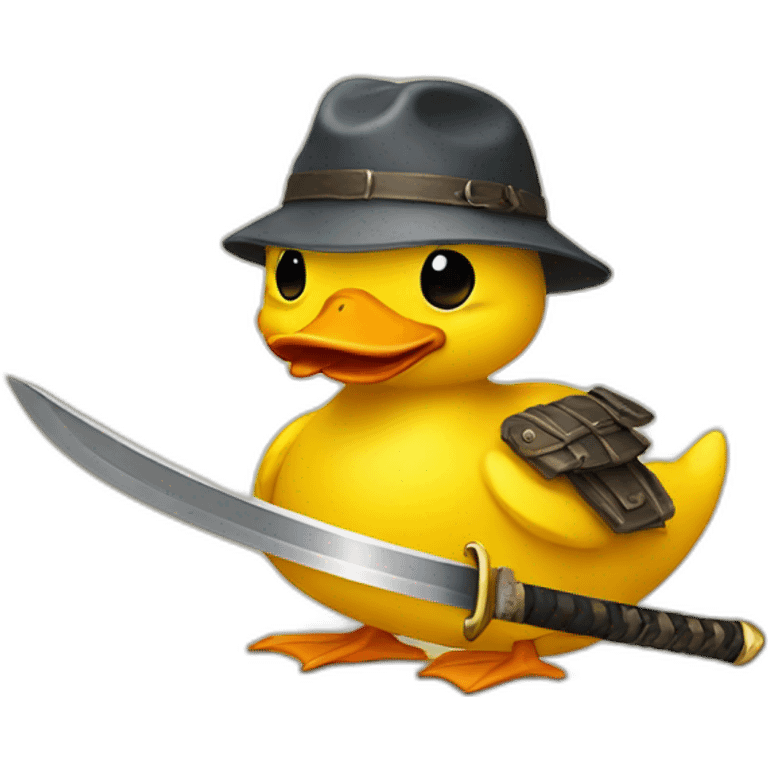 A yellow duck with a katana emoji