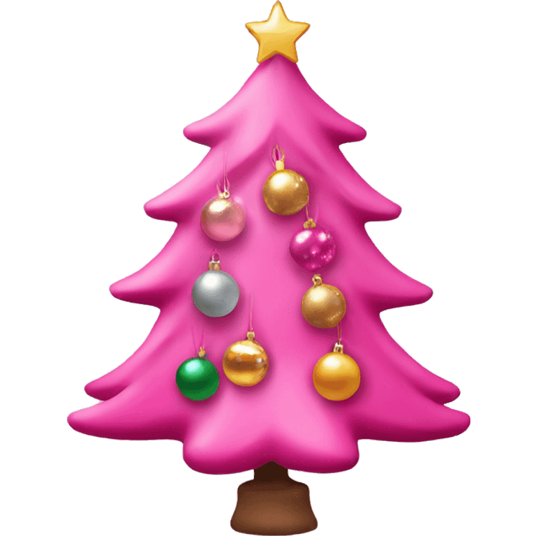 Pink Christmas tree with ornaments emoji