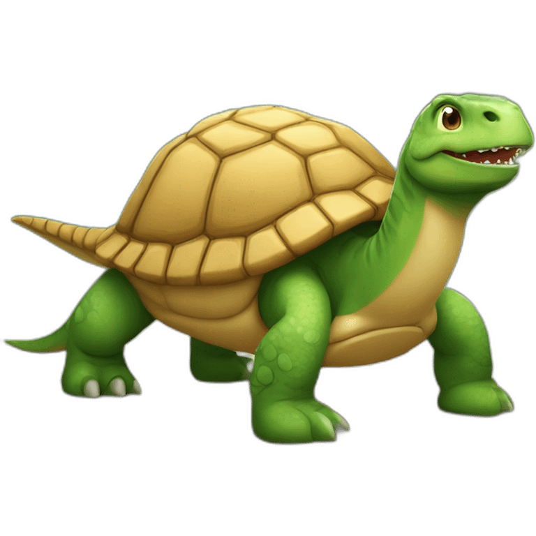 Un dinosaure sur une tortue emoji