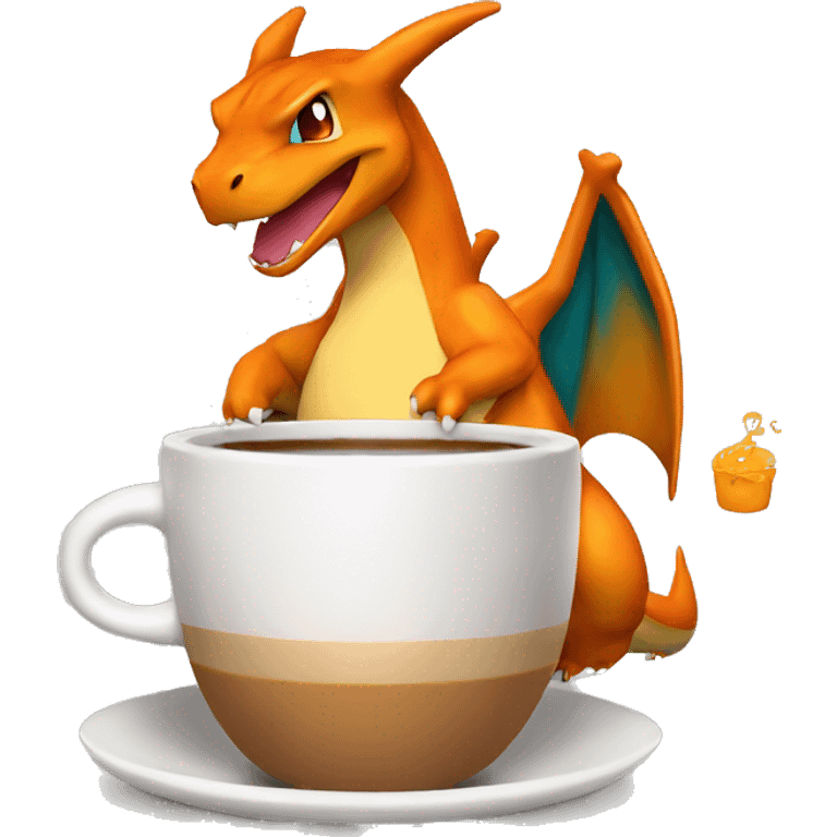 Charizard with coffee emoji