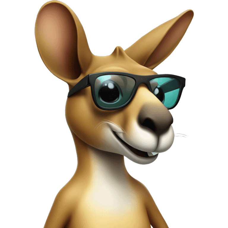 kangaroo with surfborad and cool glasses emoji