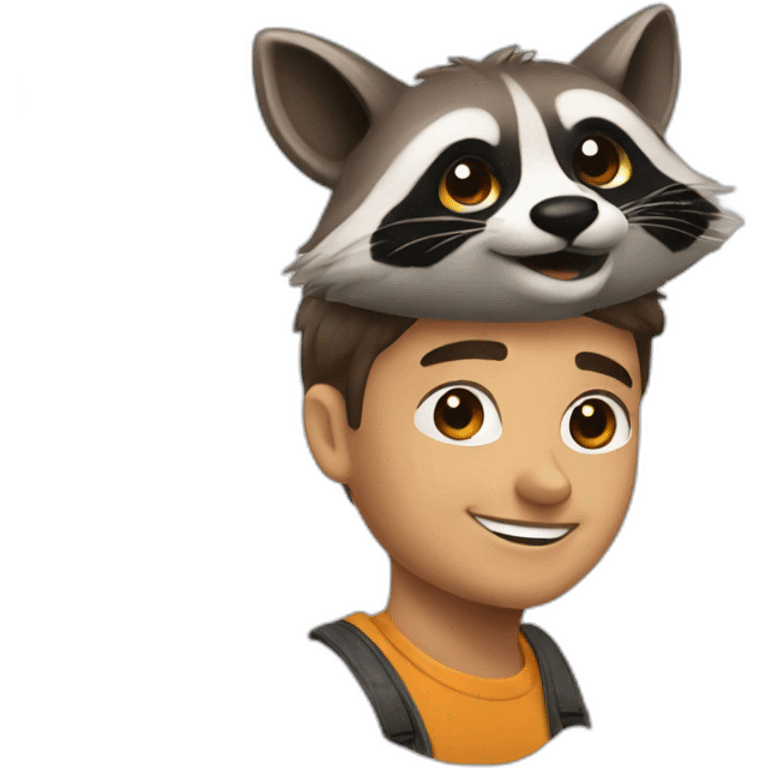 Guy on the back of a raccoon emoji