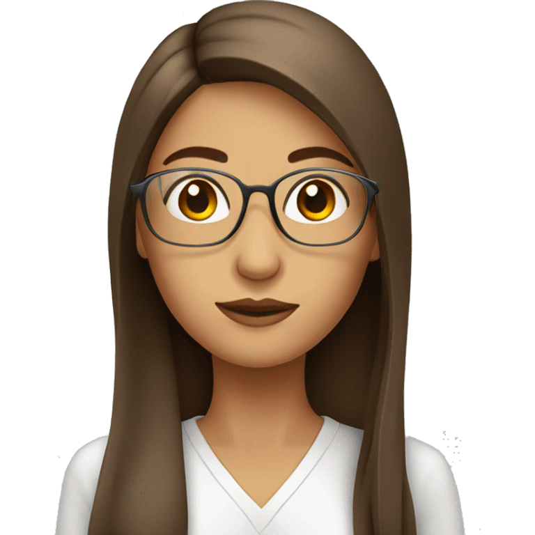 Women with glass with long hair and brown  emoji