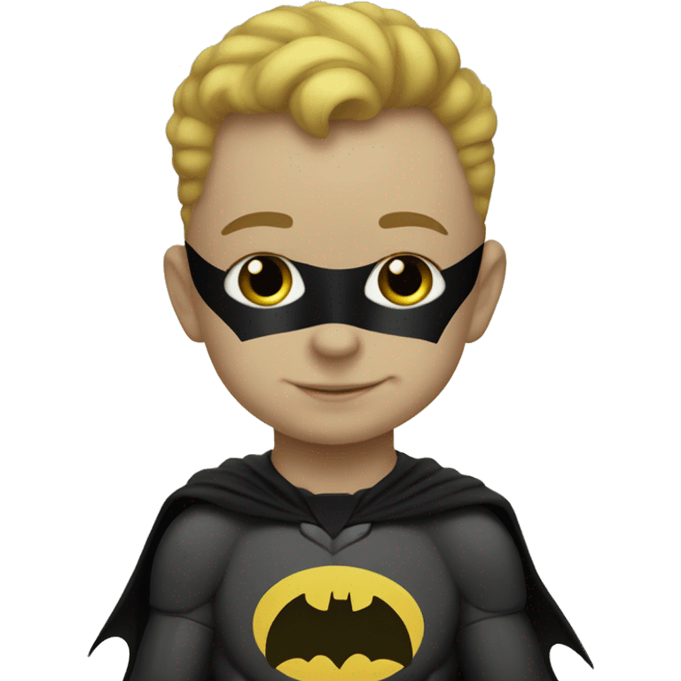  Baby cartoon Batman with 6 small size, yellow color hearts around him emoji