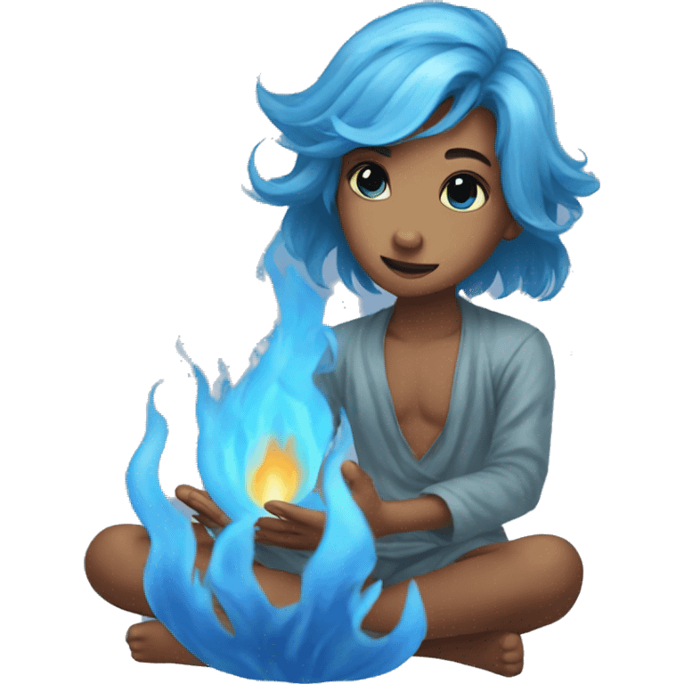 little blue spirit flame cute emoji