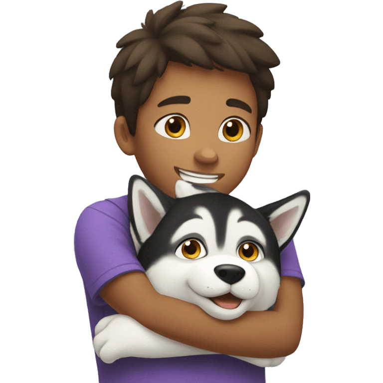 kid is hugging  husky  emoji