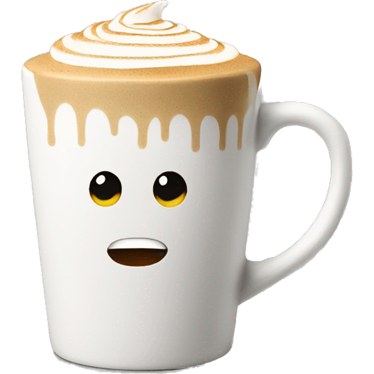 latte in white concrete mug emoji