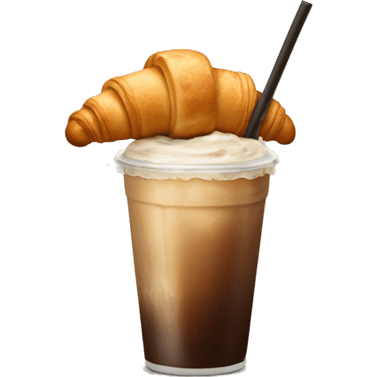 Iced coffee and croissant  emoji