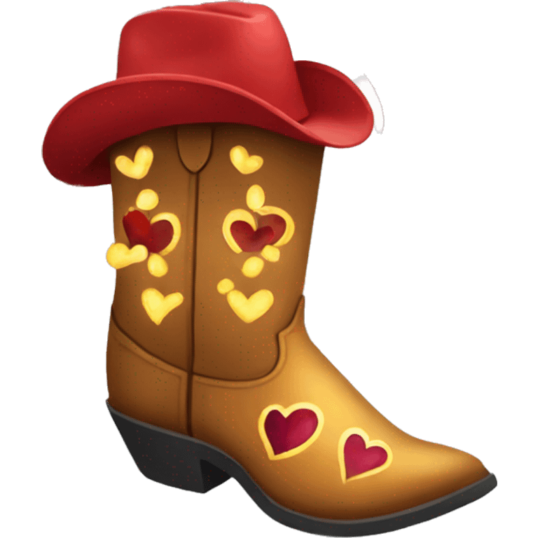 Sparkly cowboy boots with hearts on it emoji