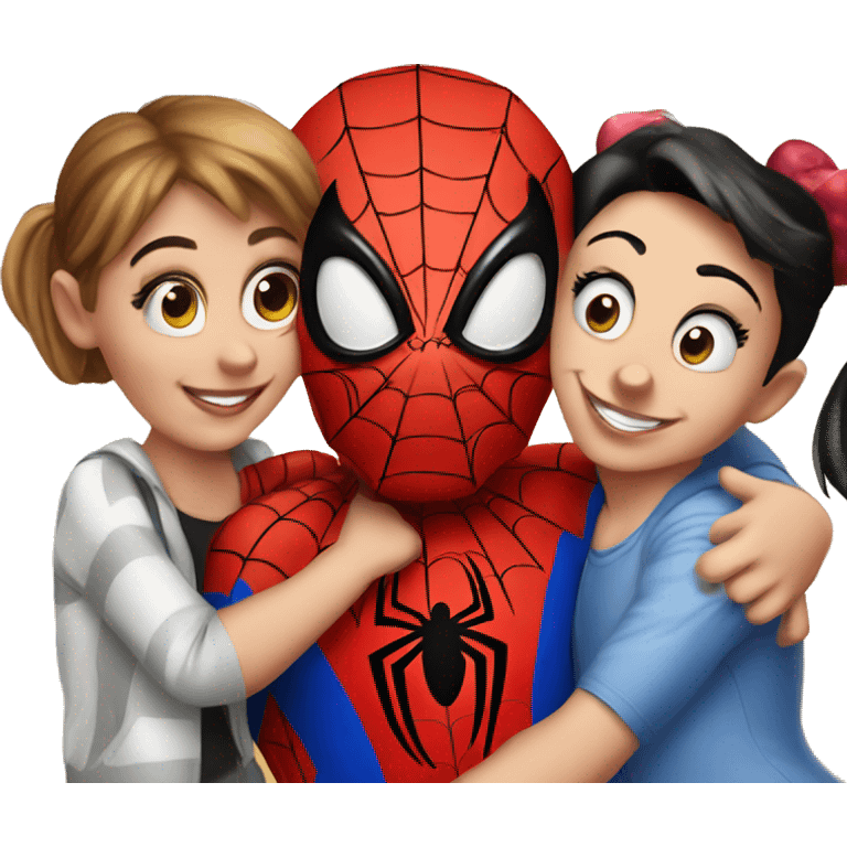 Spiderman with Mickey Mouse and Minnie Mouse emoji