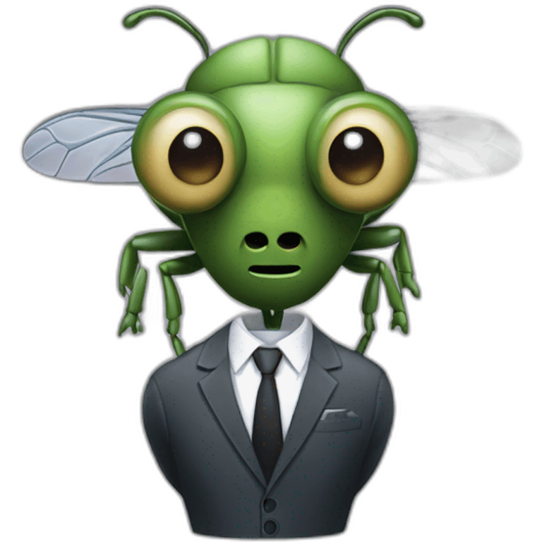 A fly with a human body and a fly head wearing a businessman's suit emoji