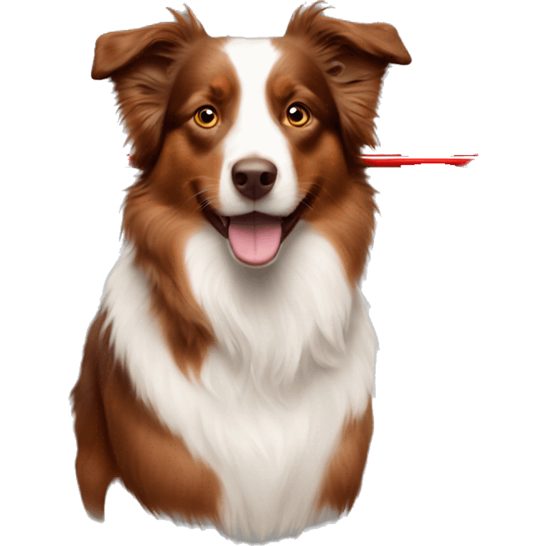 red australian shepherd with a narrow arrow emoji